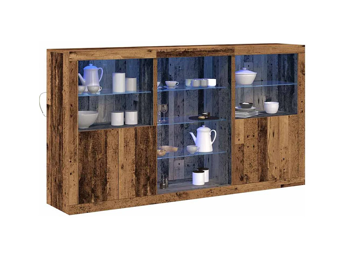 Credenza | Buffet | Armadio con luci LED Legno invecchiato 181.5x37x100 cm Legno ingegnerizzato