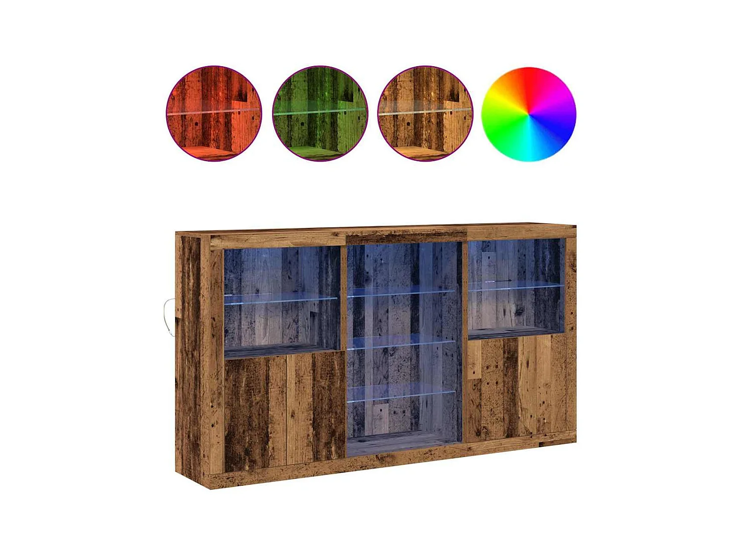 Credenza | Buffet | Armadio con luci LED Legno invecchiato 181.5x37x100 cm Legno ingegnerizzato