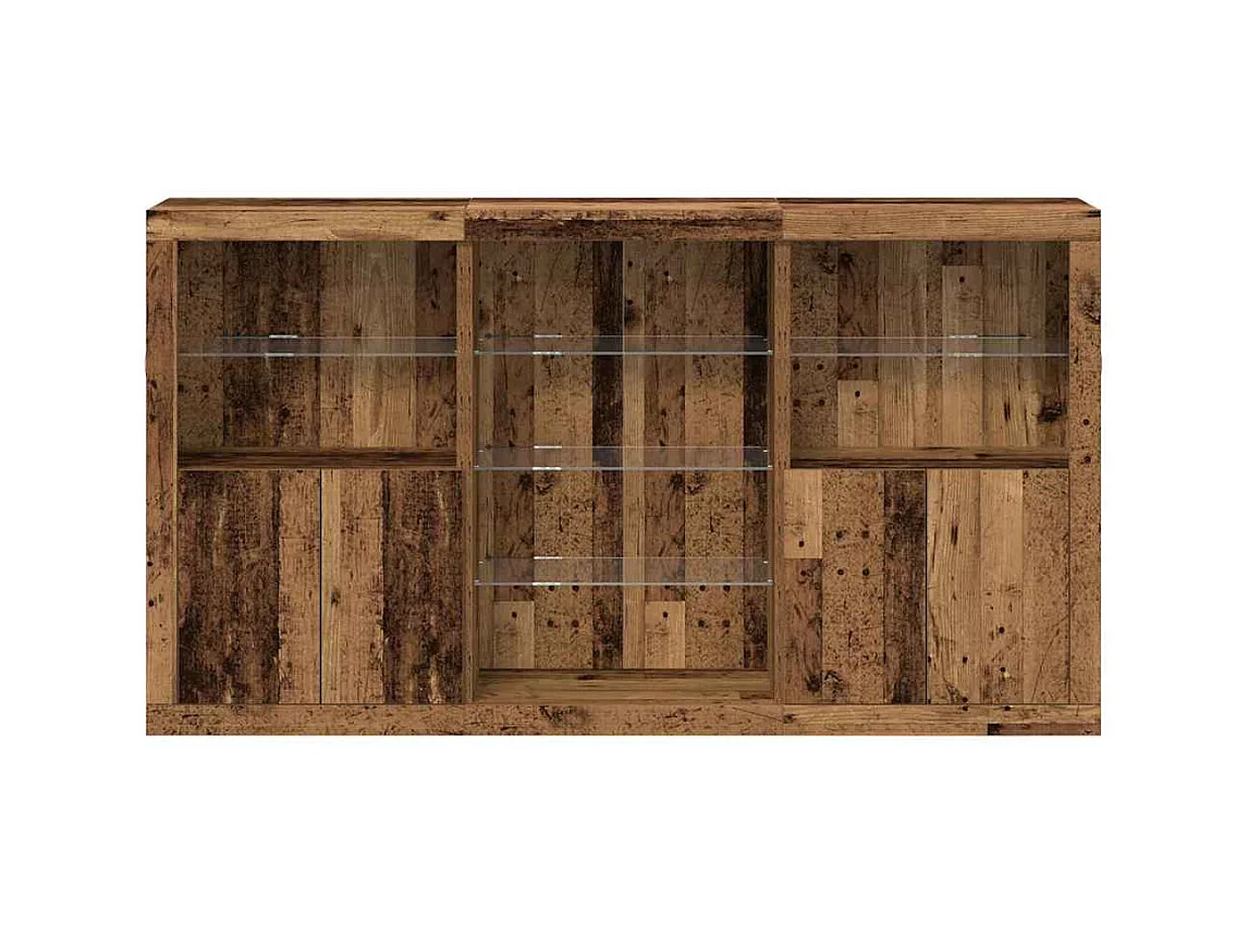 Credenza | Buffet | Armadio con luci LED Legno invecchiato 181.5x37x100 cm Legno ingegnerizzato