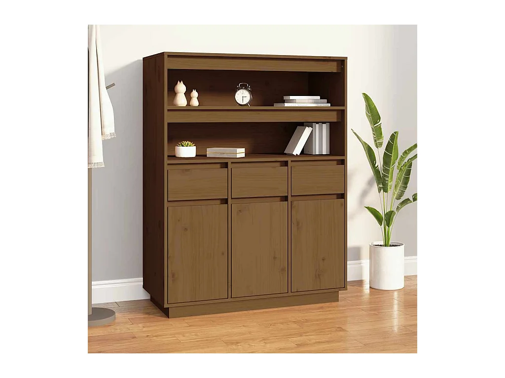 Buffet | Bahut | Meuble de rangement haut Marron miel 89x40x116,5 cm Bois massif de pin