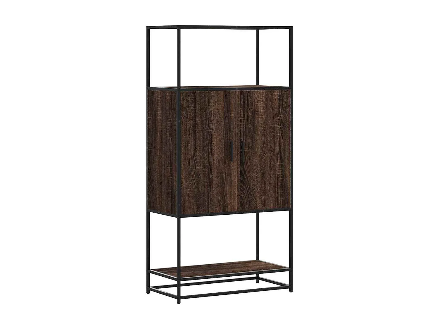 Credenza | Buffet | Armadio Rovere Marrone 68x35x139 cm Legno Multistrato Metallo