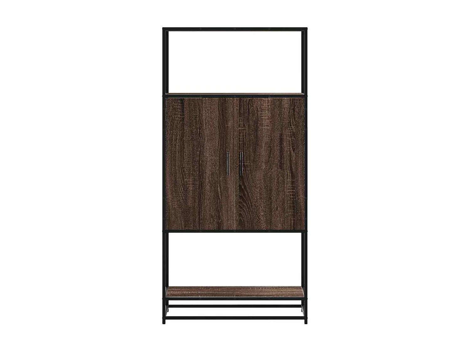Credenza | Buffet | Armadio Rovere Marrone 68x35x139 cm Legno Multistrato Metallo