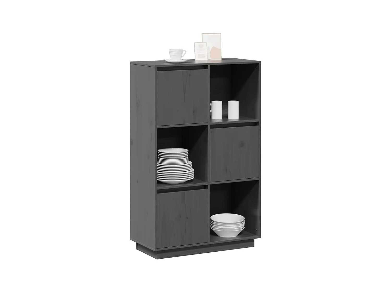 Credenza | Buffet | Armadio Grigia 74x35x117 cm in Legno Massello di Pino