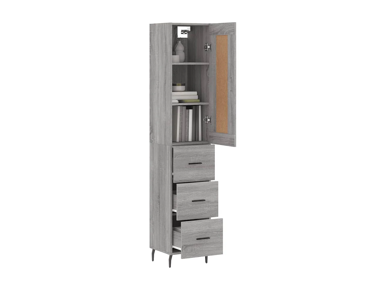 Credenza | Buffet | Armadio Grigio Sonoma 34,5x34x180 cm in Legno Multistrato