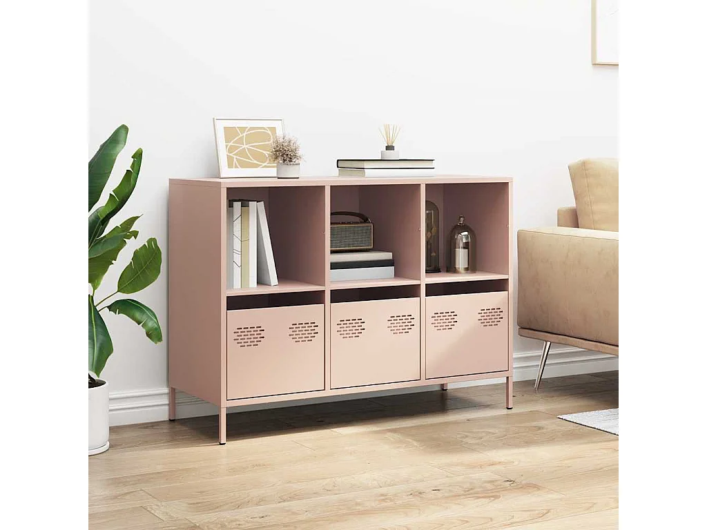 Buffet | Commode à tiroir | Meuble de rangement rose 101,5x39x73,5 cm acier laminé à froid