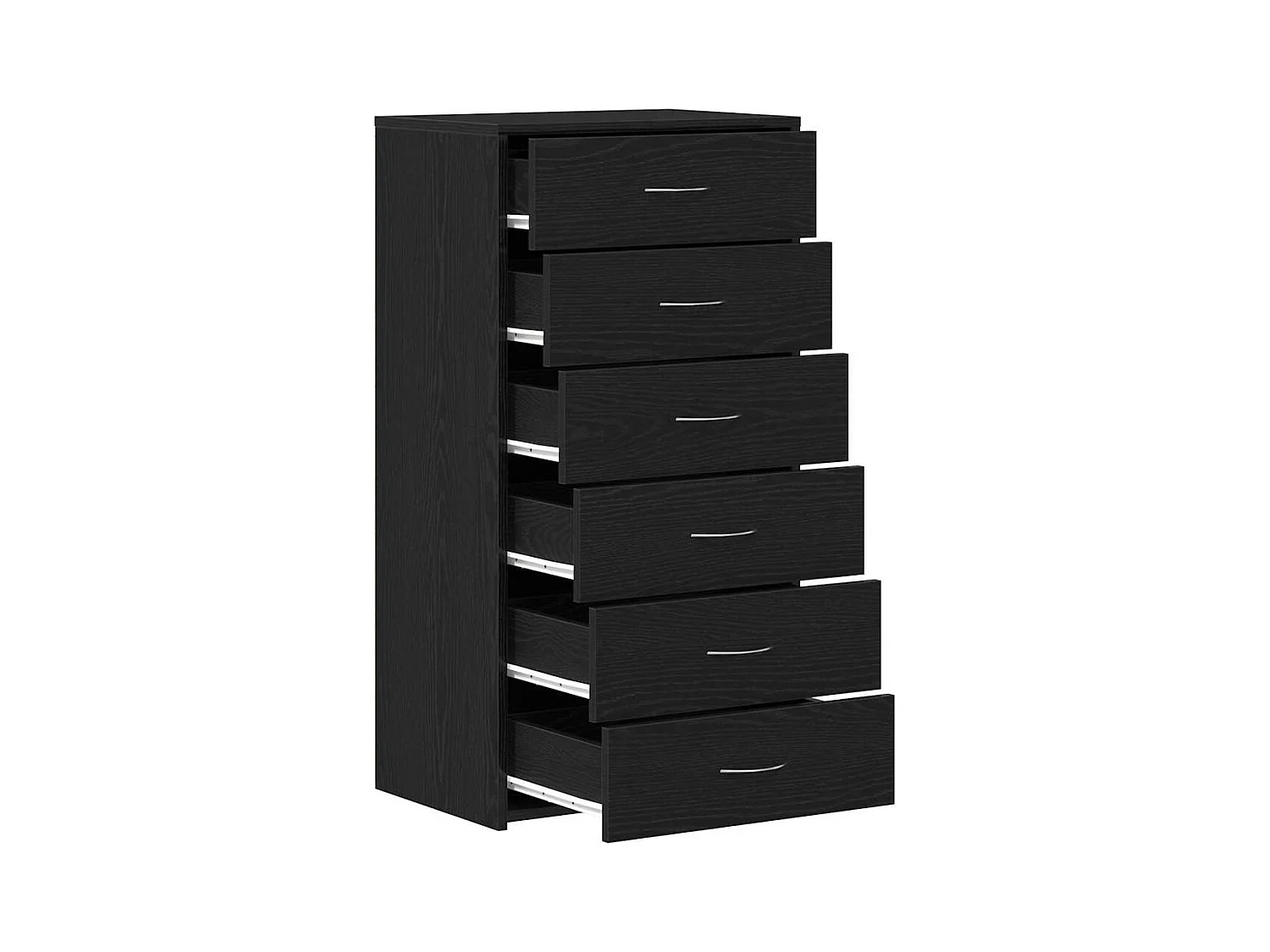 Credenza | Buffet | Armadio con 6 Cassetti Rovere Nero 50x34x96 cm in Truciolato