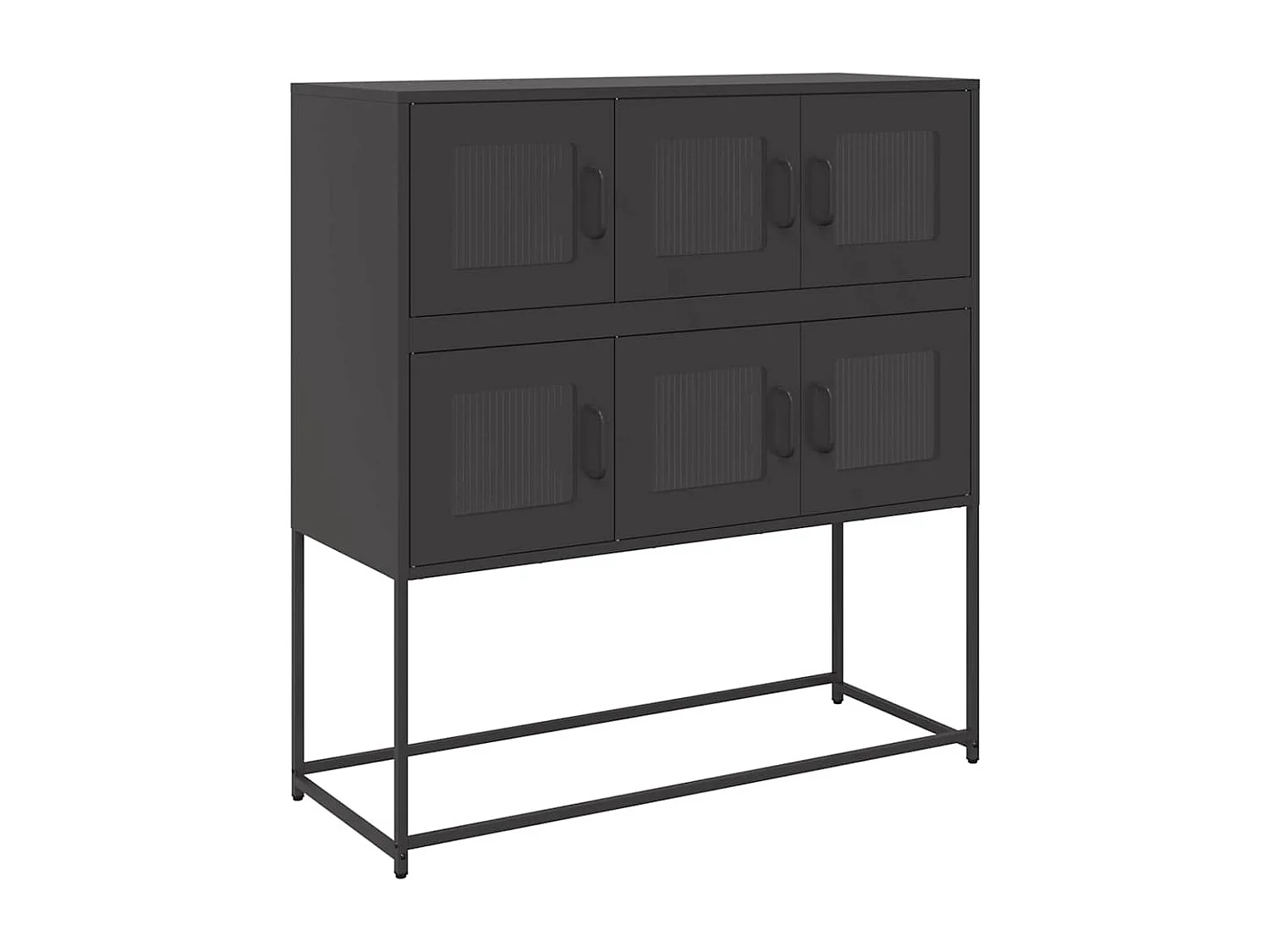 Credenza | Buffet | Armadio Nera 100,5x39x107 cm in Acciaio Laminato a Freddo