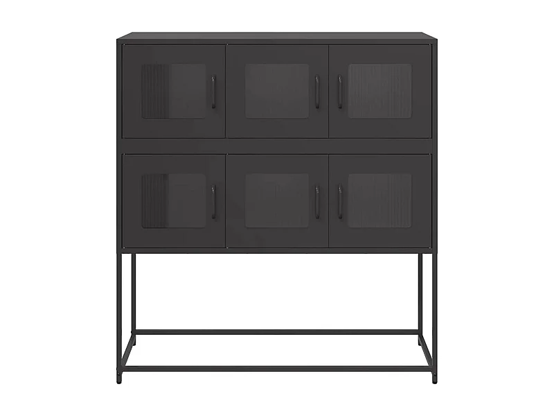 Credenza | Buffet | Armadio Nera 100,5x39x107 cm in Acciaio Laminato a Freddo