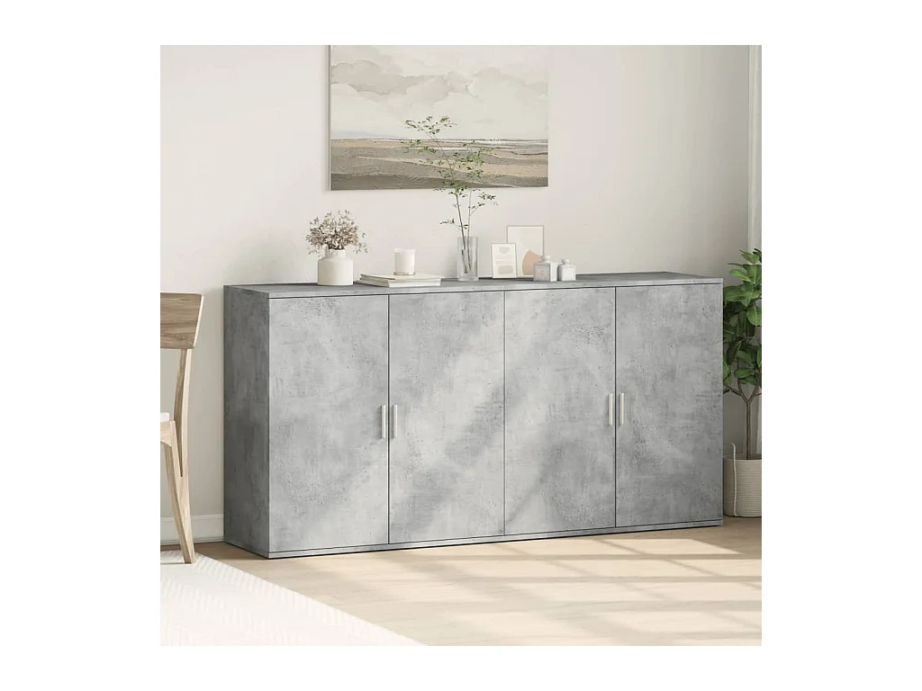 Buffets | Bahuts | Meuble de rangement 2 pcs gris béton 79x38x80 cm bois d'ingénierie