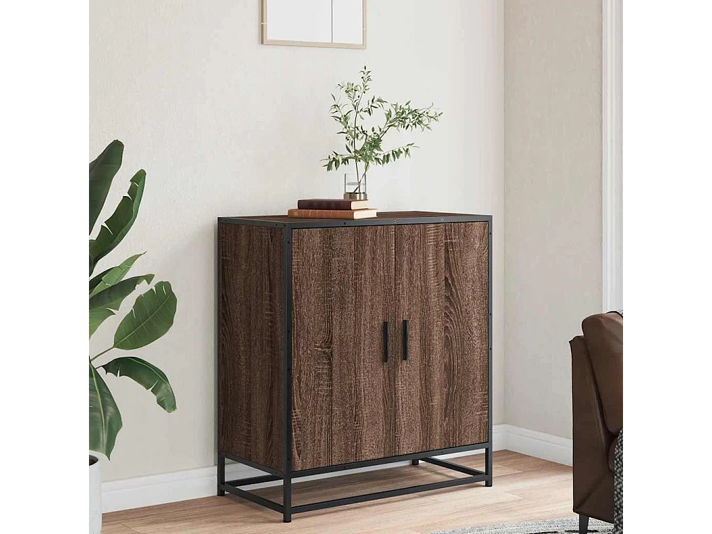 Buffet | Bahut | Meuble de rangement chêne marron 68x35x76 cm bois d'ingénierie et métal