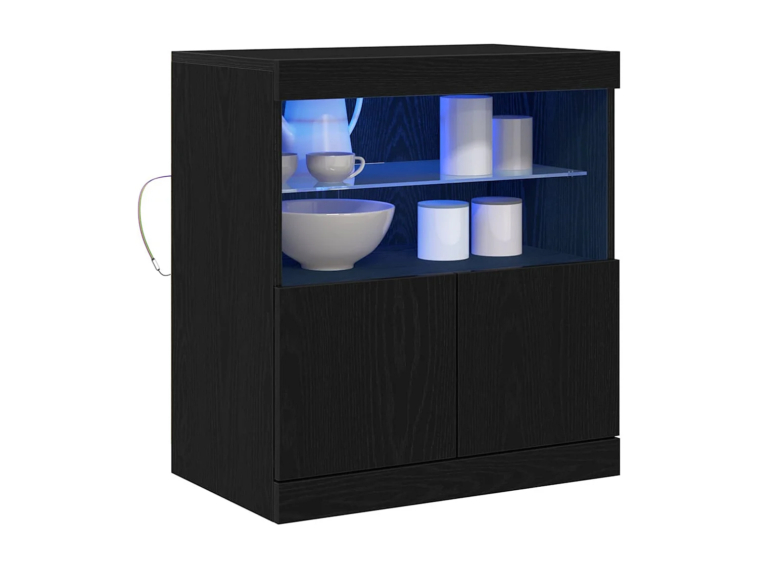 Buffet | Bahut | Meuble de rangement avec lumières LED Chêne noir 60x37x67 cm