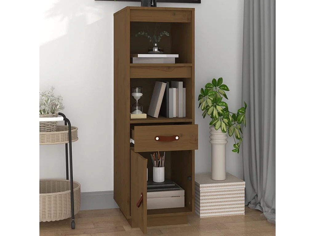 Buffet | Bahut | Meuble de rangement haut Marron miel 34x40x108,5 cm Bois massif de pin