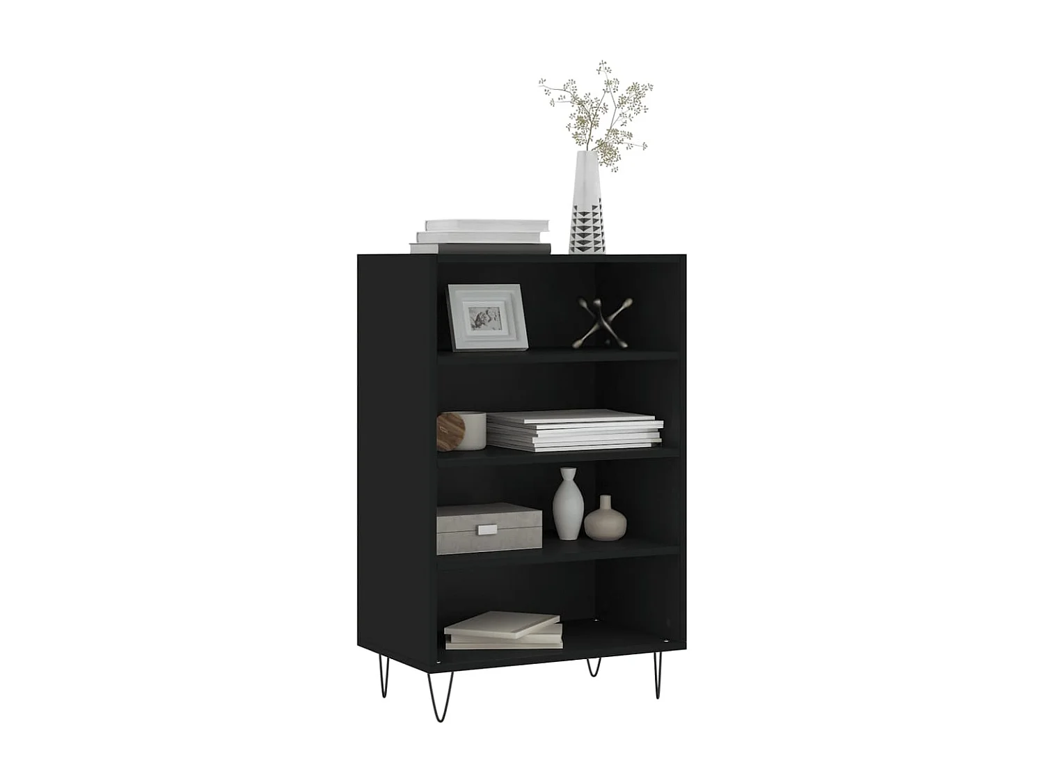 Buffet | Bahut | Meuble de rangement haut noir 57x35x90 cm bois d'ingénierie