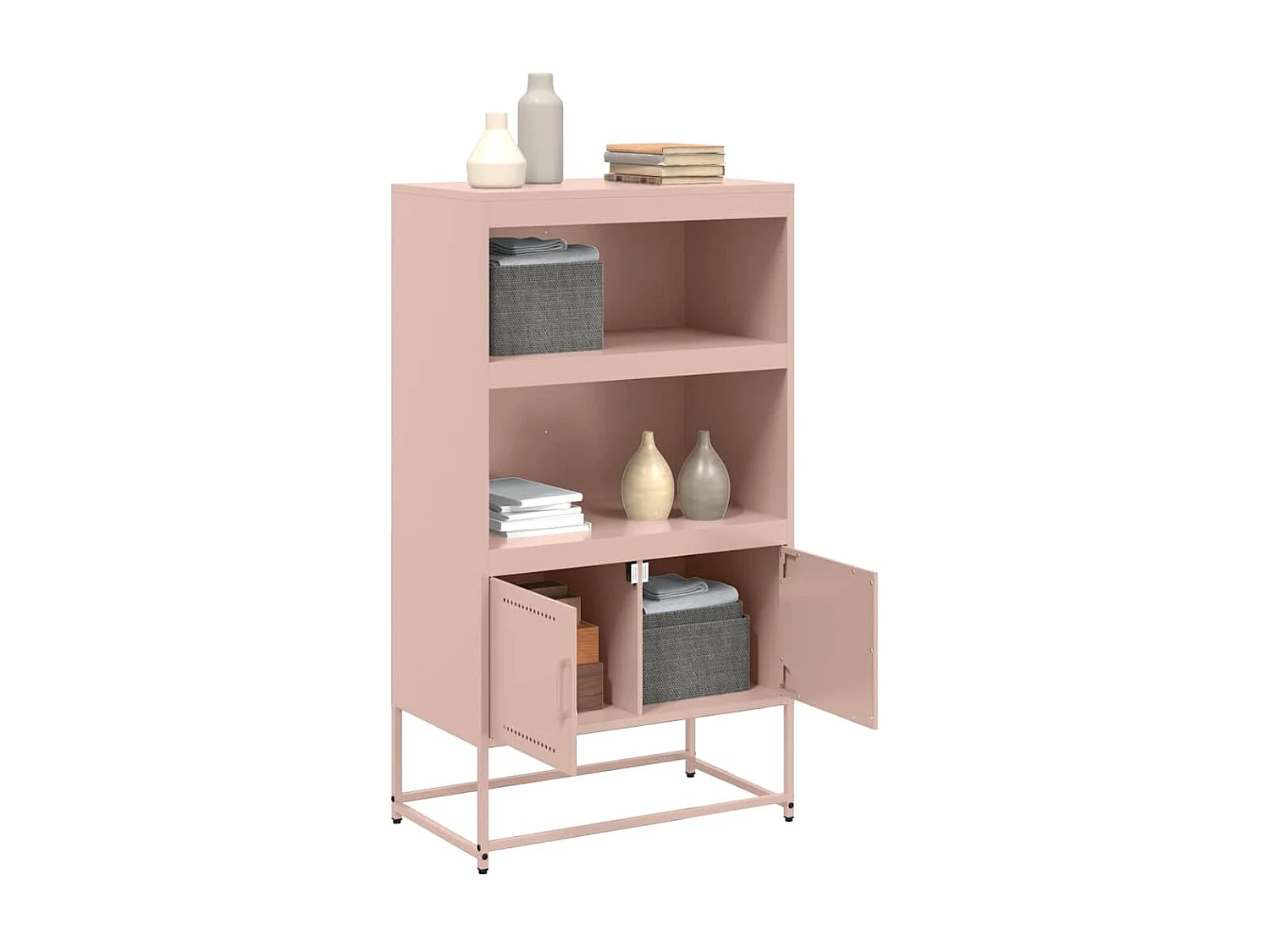 Buffet | Bahut | Meuble de rangement haut rose 68,5x38,5x123,5 cm acier