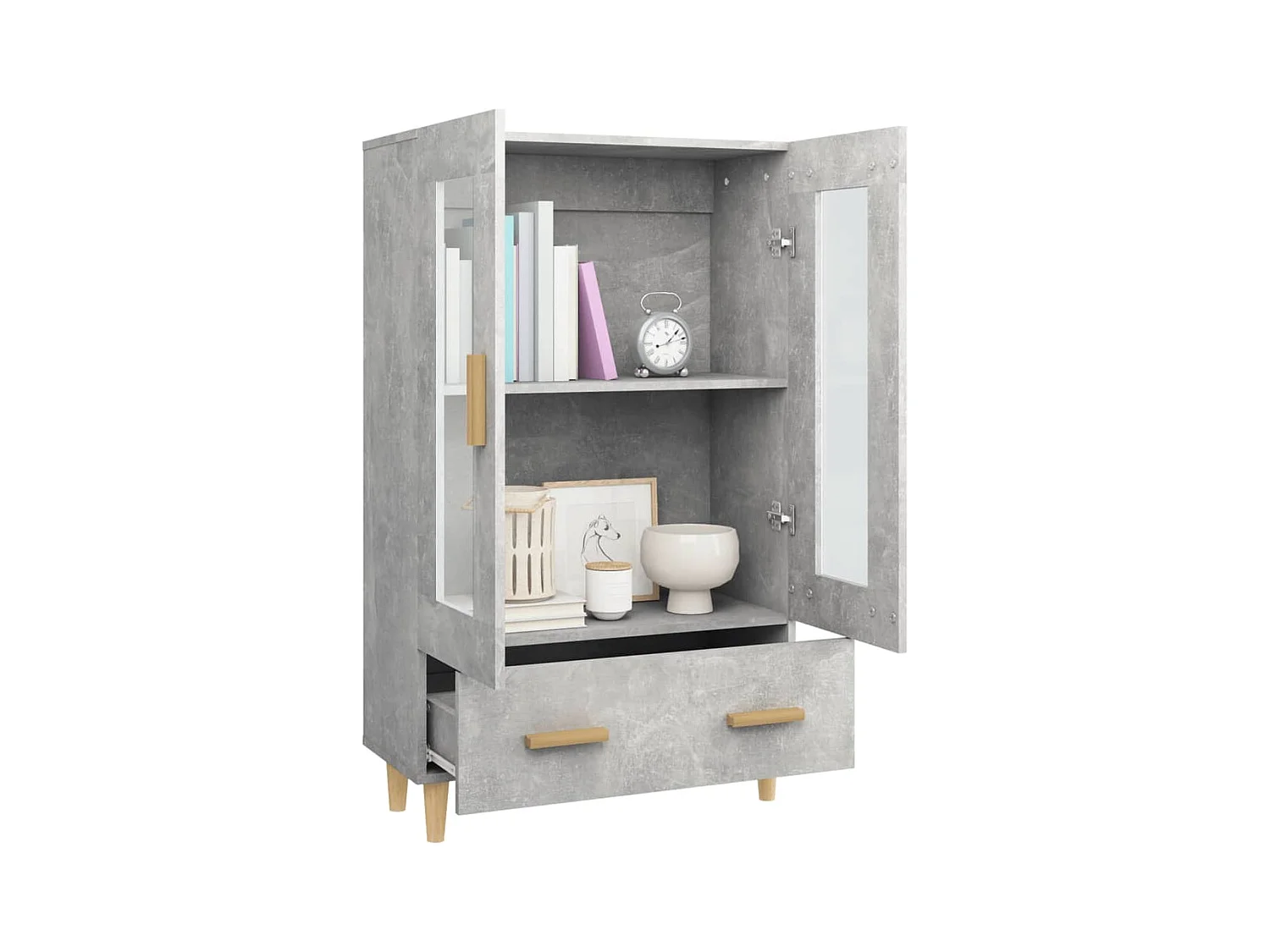 Credenza | Buffet | Armadio Grigio Cemento 70x31x115 cm in Legno Multistrato