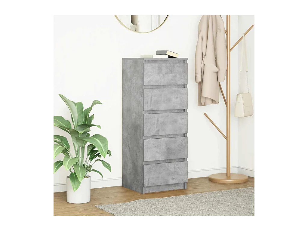 Credenza | Buffet | Armadio con Cassetti Grigio Cemento 37,5x35x99cm in Truciolato