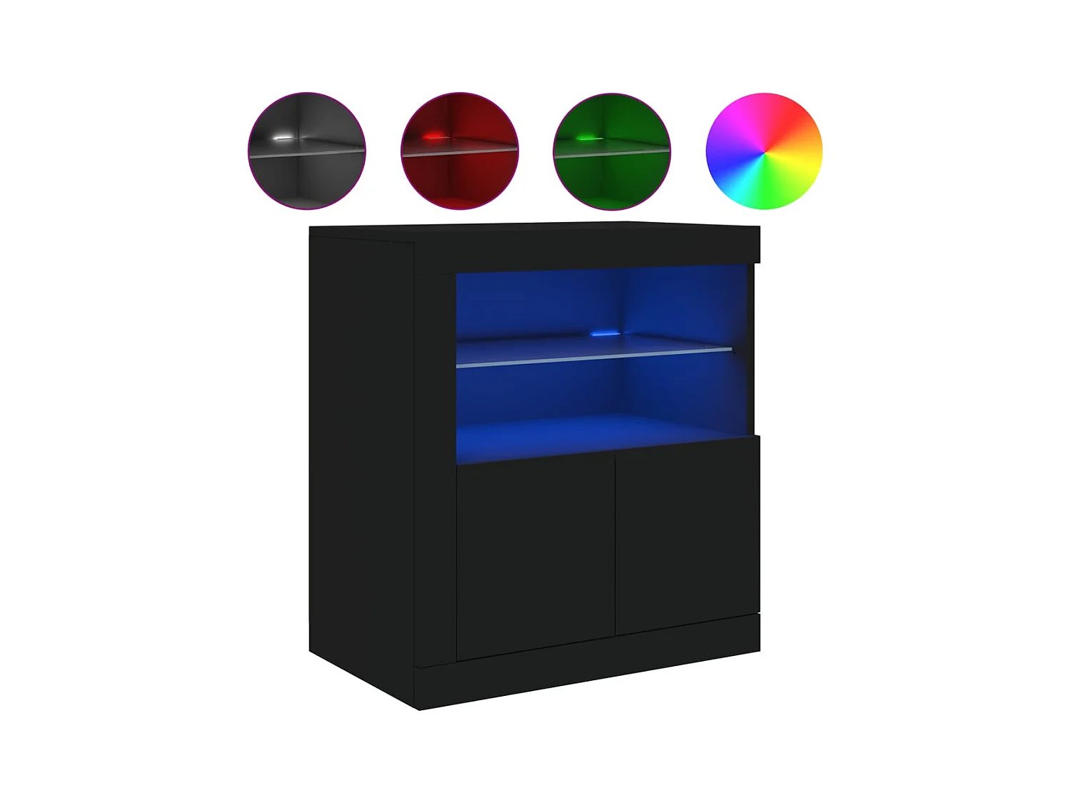 Buffet | Bahut | Meuble de rangement avec lumières LED noir 60,5x37x67 cm