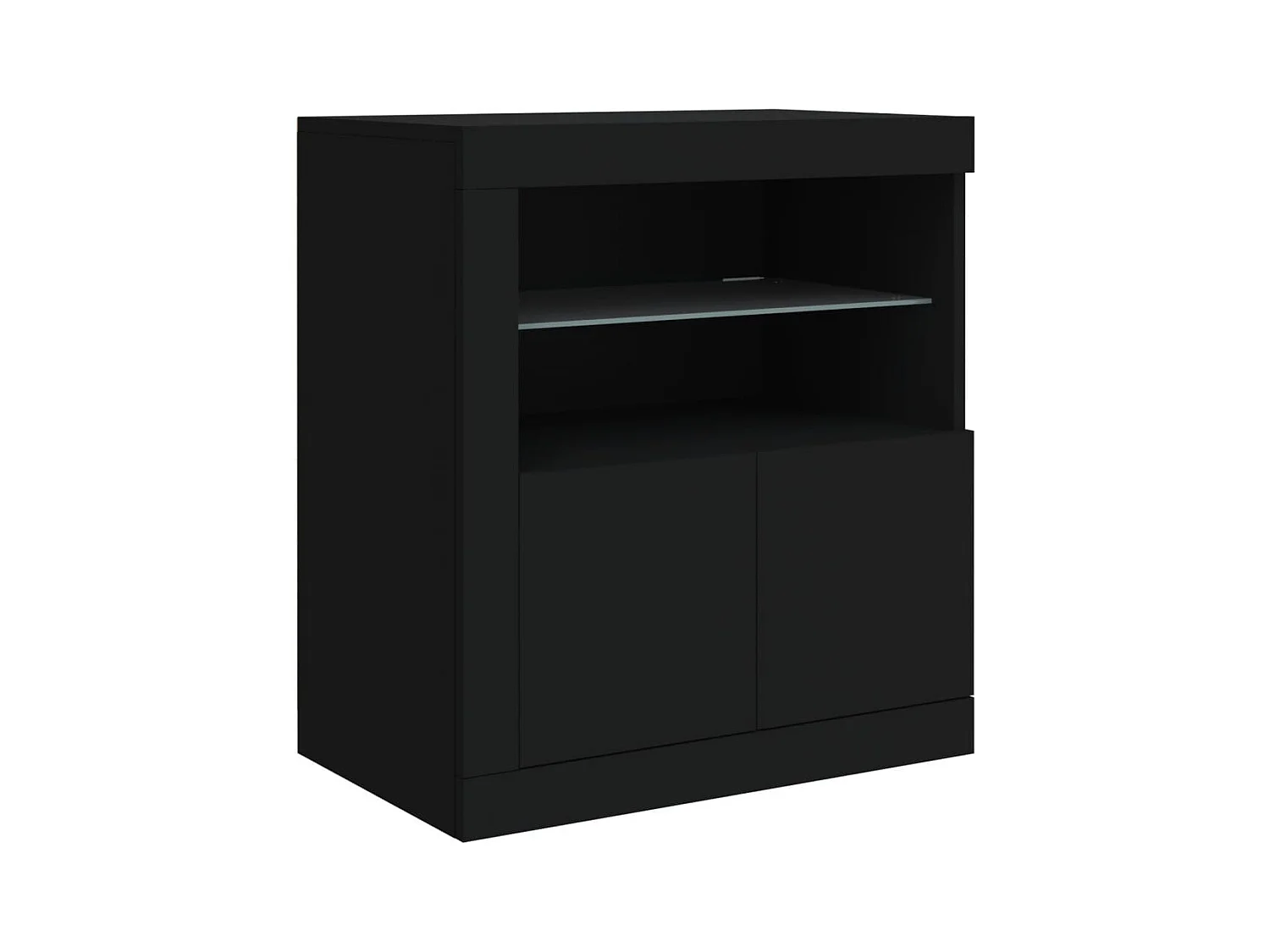 Buffet | Bahut | Meuble de rangement avec lumières LED noir 60,5x37x67 cm