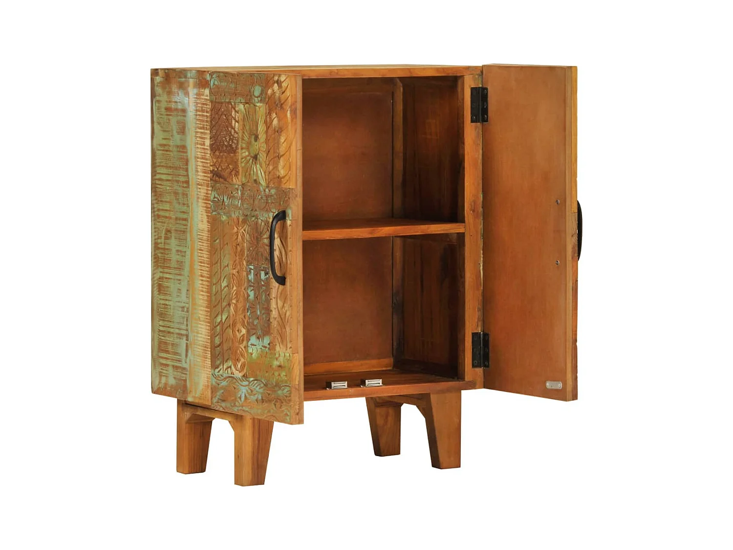 Credenza | Buffet | Armadio Intagliata a Mano 55x30x75 cm Legno Massello Recupero