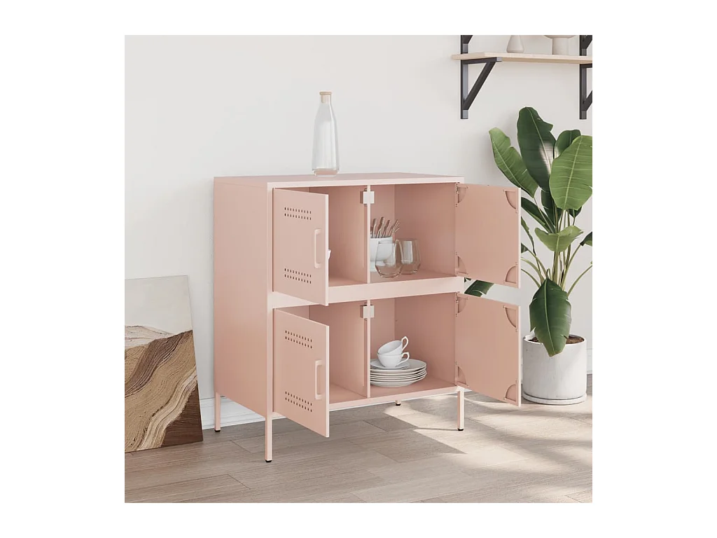 Buffet | Bahut | Meuble de rangement rose 68x39x79 cm acier