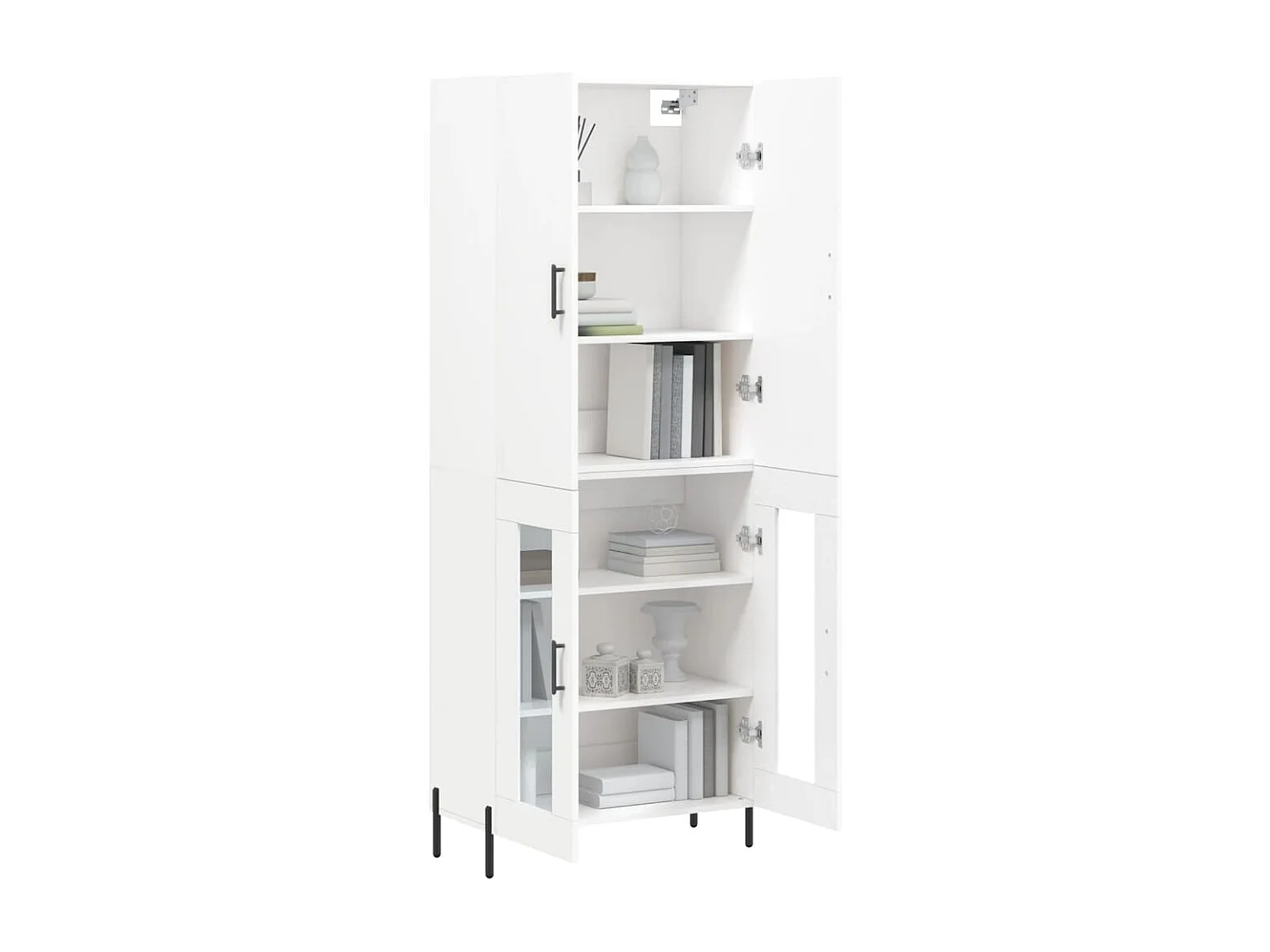 Credenza | Buffet | Armadio Bianca 69,5x34x180 cm in Legno Multistrato