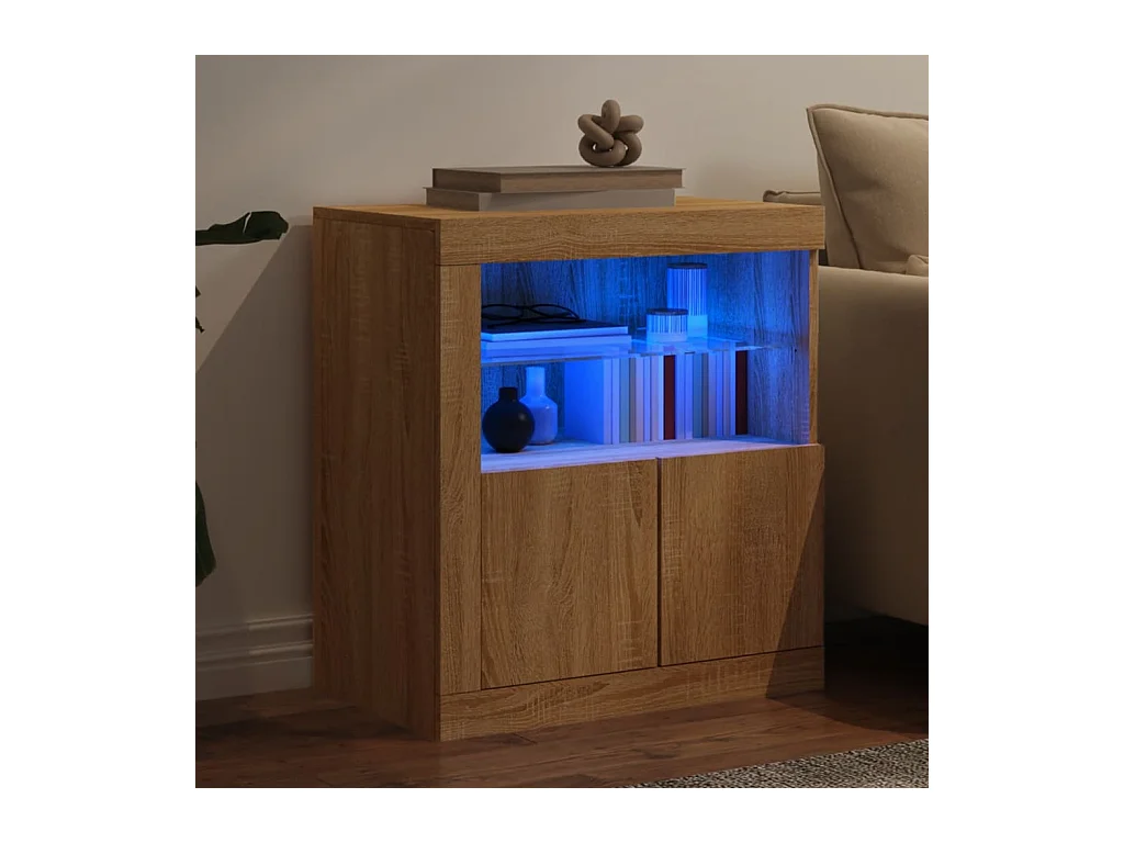 Credenza | Buffet | Armadio con Luci LED Rovere Sonoma 60,5x37x67 cm