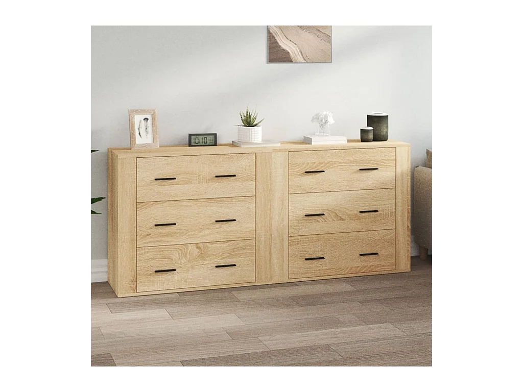 Buffets | Bahuts | Meuble de rangement 2 pcs chêne sonoma bois d'ingénierie