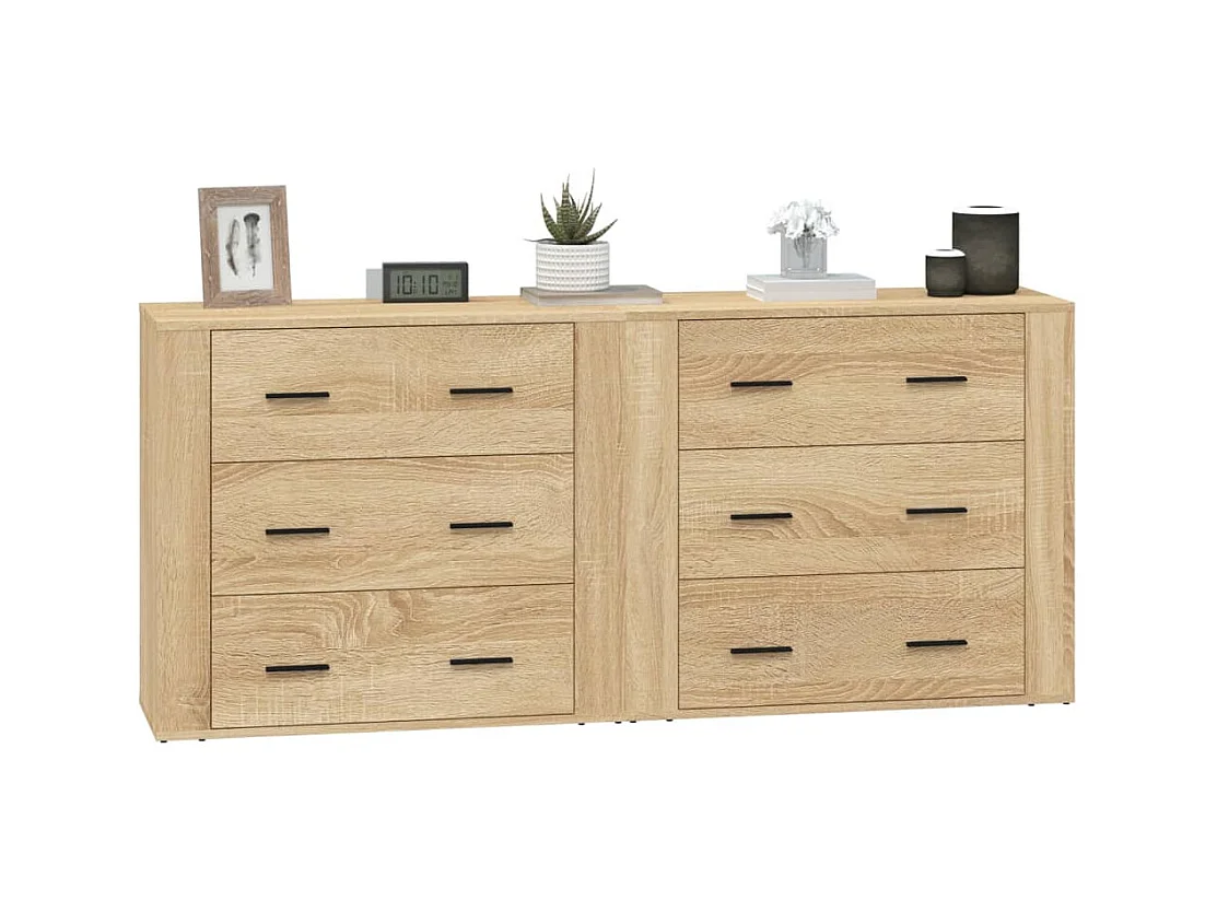 Buffets | Bahuts | Meuble de rangement 2 pcs chêne sonoma bois d'ingénierie