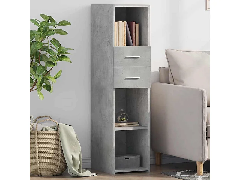 Buffet | Bahut | Meuble de rangement haut gris béton 30x42,5x124 cm bois d'ingénierie