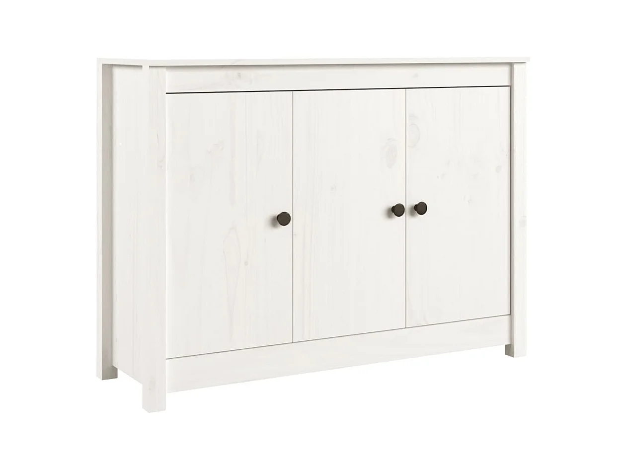 Credenza | Buffet | Armadio Bianca 100x35x74 cm in Legno Massello di Pino