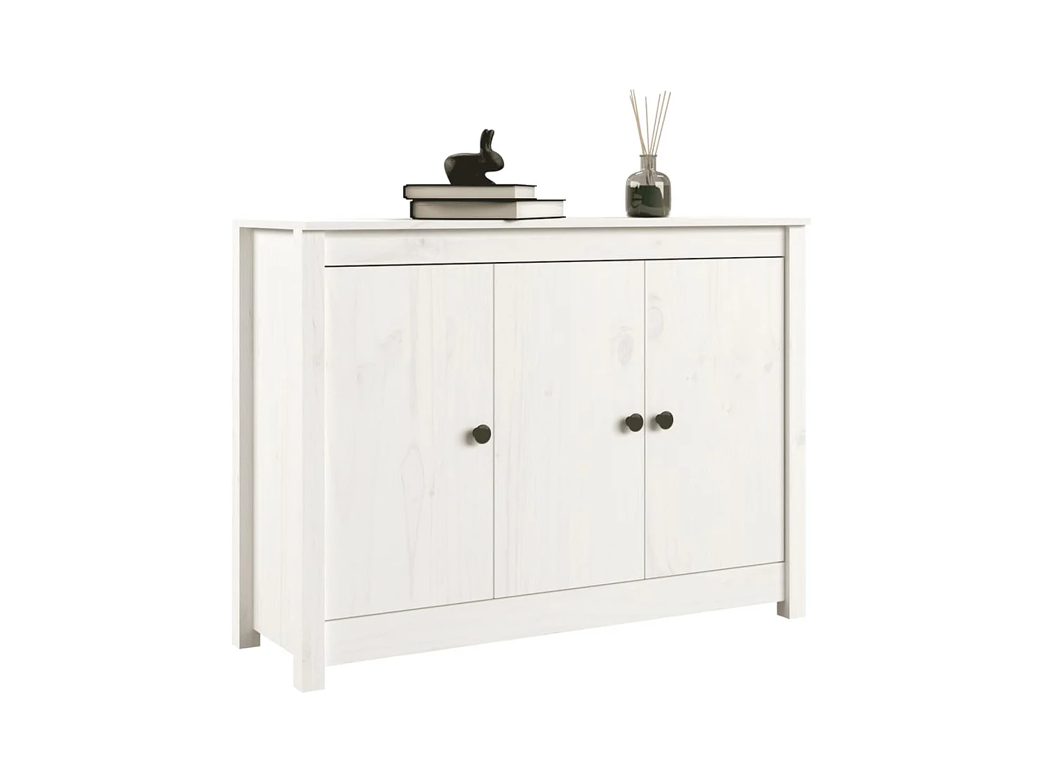 Credenza | Buffet | Armadio Bianca 100x35x74 cm in Legno Massello di Pino