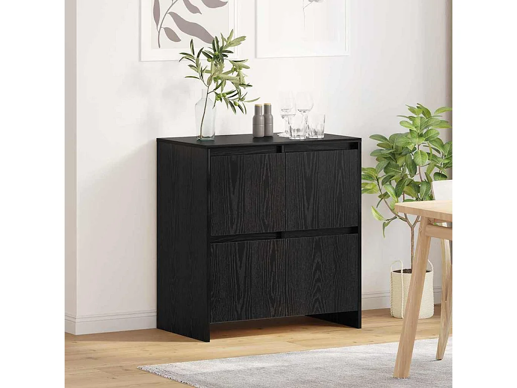 Buffet | Bahut | Meuble de rangement avec porte Chêne noir 70 x 41 x 75 cm Bois d'ingénierie