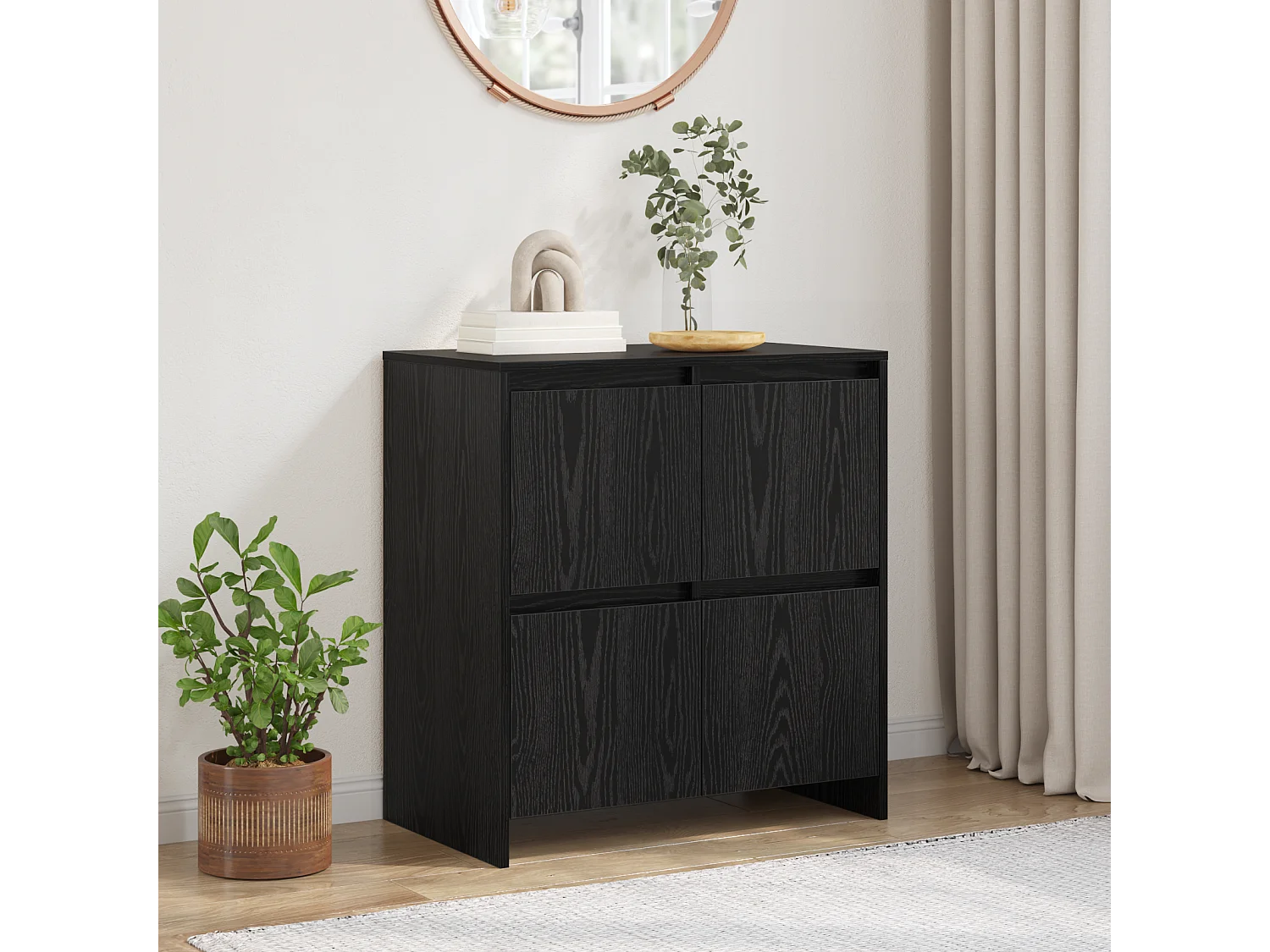 Buffet | Bahut | Meuble de rangement avec porte Chêne noir 70 x 41 x 75 cm Bois d'ingénierie