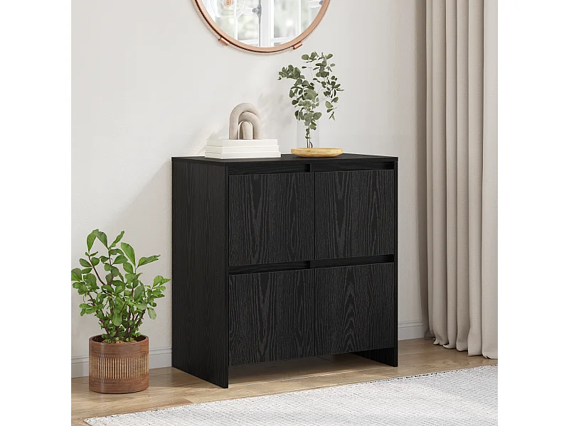 Buffet | Bahut | Meuble de rangement avec porte Chêne noir 70 x 41 x 75 cm Bois d'ingénierie