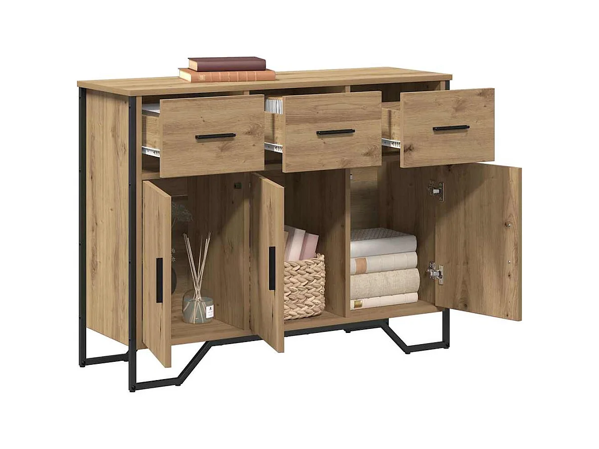 Buffet | Bahut | Meuble de rangement Artisan en chêne 97x32,5x74,5 cm Bois d'ingénierie
