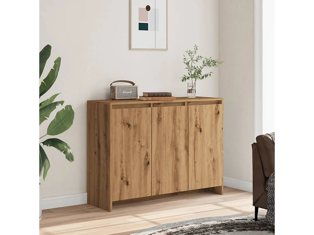 Buffet | Bahut | Meuble de rangement chêne artisanal 102x33x75 cm bois d'ingénierie