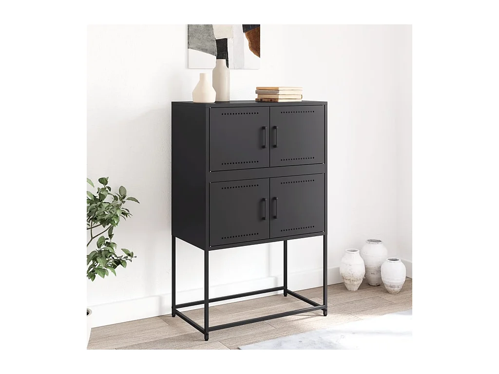 Buffet | Bahut | Meuble de rangement noir 68,5x38,5x107 cm acier