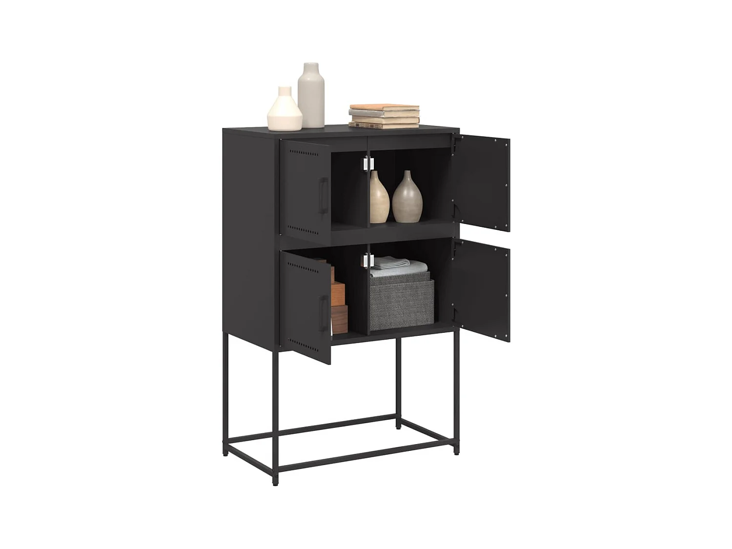 Buffet | Bahut | Meuble de rangement noir 68,5x38,5x107 cm acier