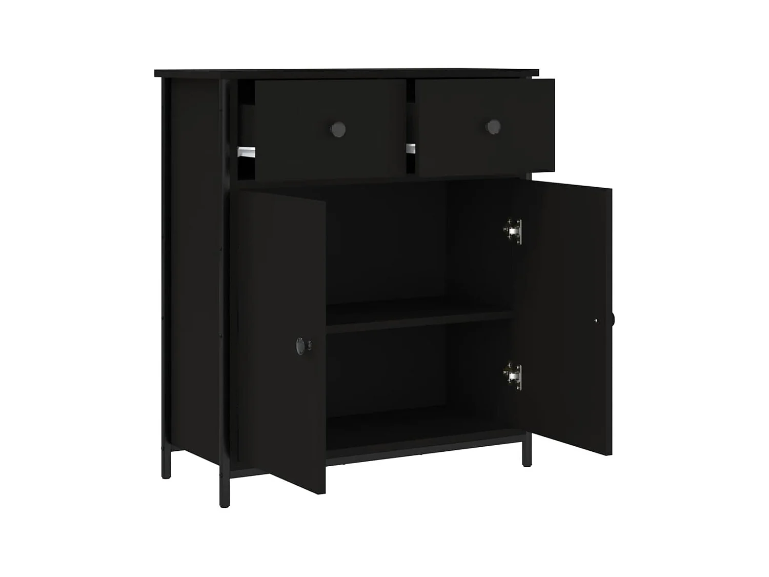 Credenza | Buffet | Armadio Nera 70x30x80 cm in Legno Multistrato