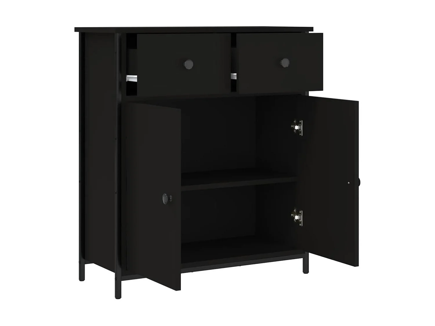 Buffet | Bahut | Meuble de rangement noir 70x30x80 cm bois d'ingénierie