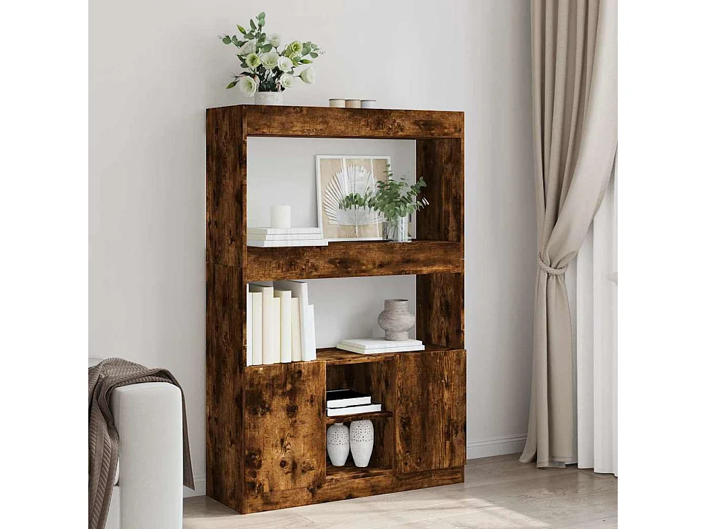 Buffet | Bahut | Meuble de rangement haut chêne fumé 92x33x140 cm bois d'ingénierie