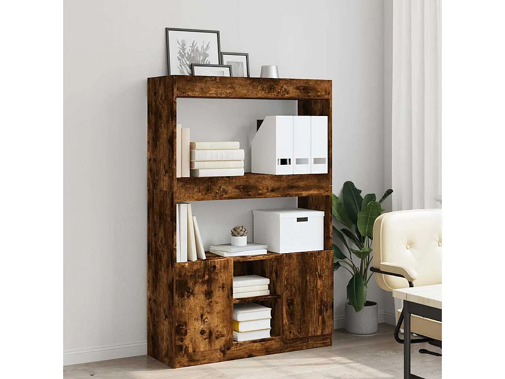 Buffet | Bahut | Meuble de rangement haut chêne fumé 92x33x140 cm bois d'ingénierie