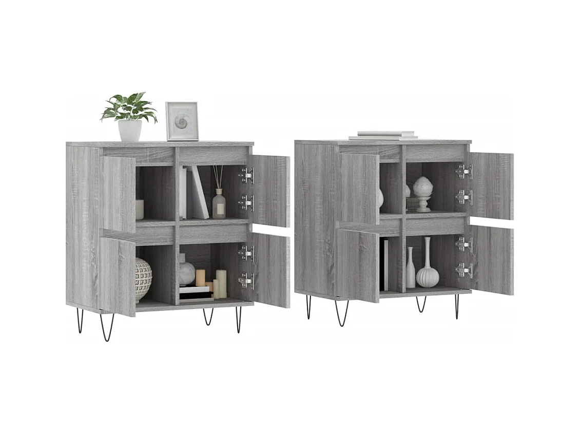 Credenze | Buffet | Armadi 2 pz Grigio Sonoma in Legno Multistrato