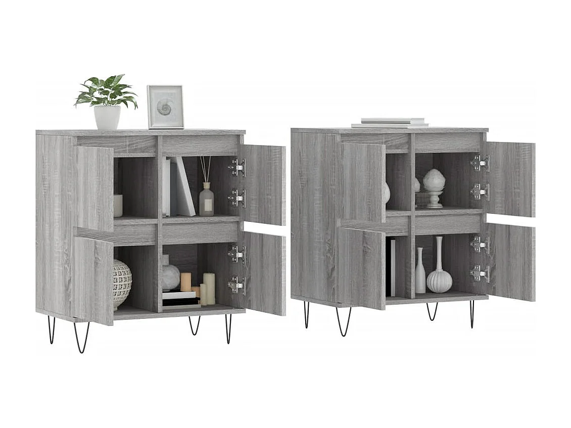 Credenze | Buffet | Armadi 2 pz Grigio Sonoma in Legno Multistrato