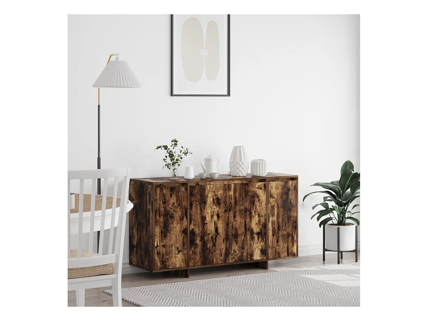 Buffet | Bahut | Meuble de rangement en Chêne Fumé Chêne Fumé Bois 135 x 41 x 75 cm Rangement