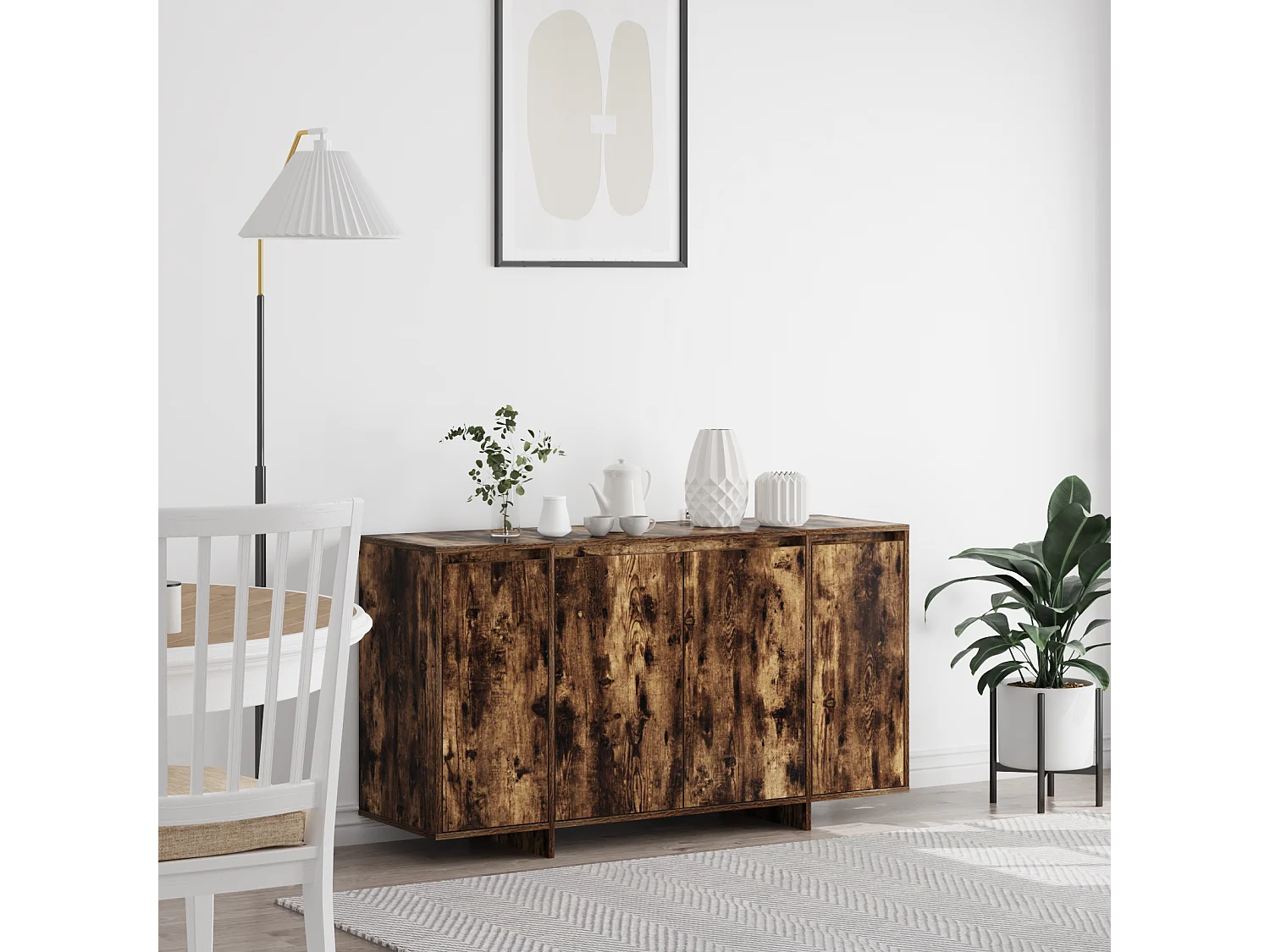 Buffet | Bahut | Meuble de rangement en Chêne Fumé Chêne Fumé Bois 135 x 41 x 75 cm Rangement