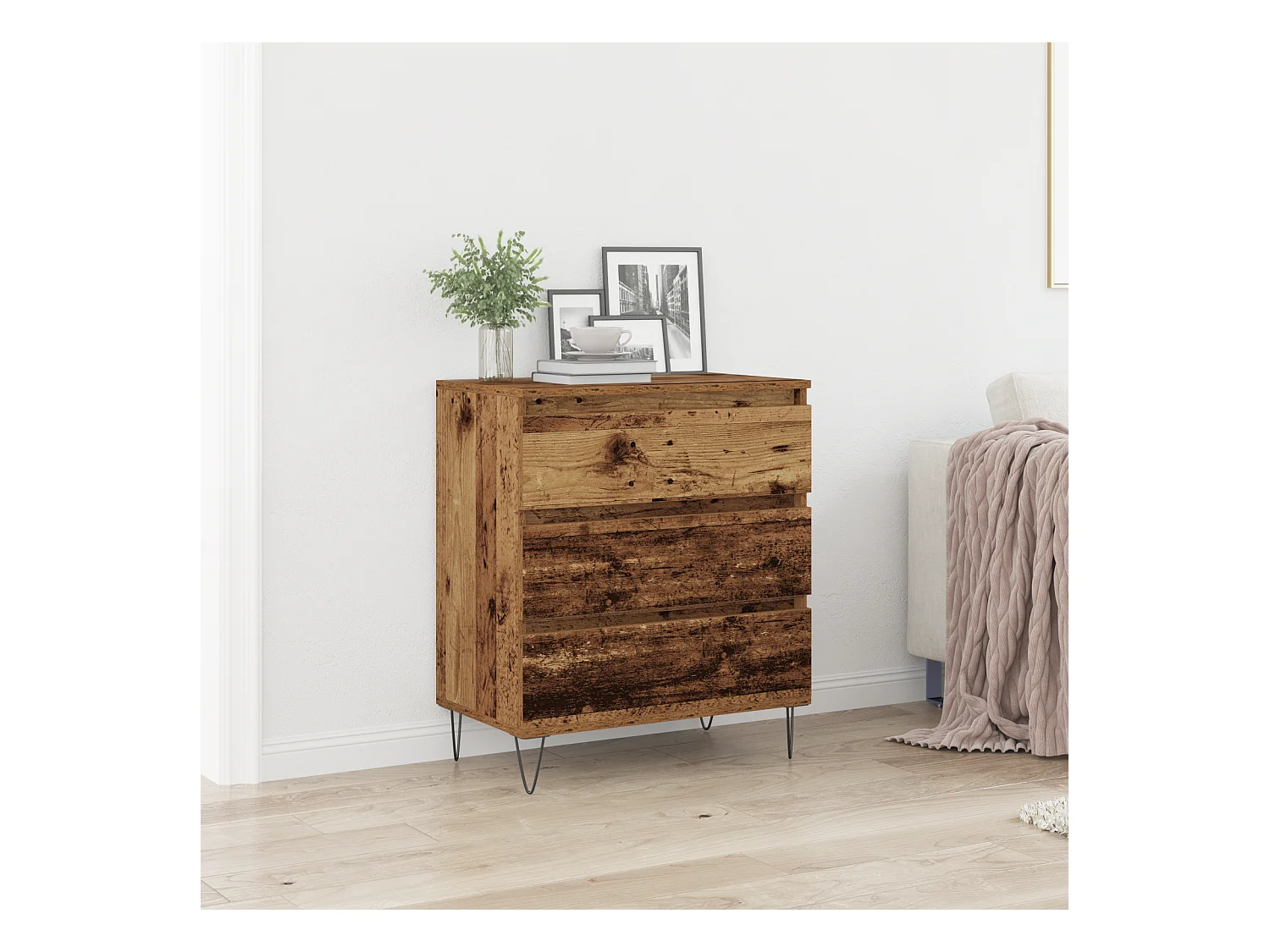 Buffet | Commode à tiroir | Meuble de rangement avec tiroirs en bois ancien 60x35x70 cm en bois d'ingénierie