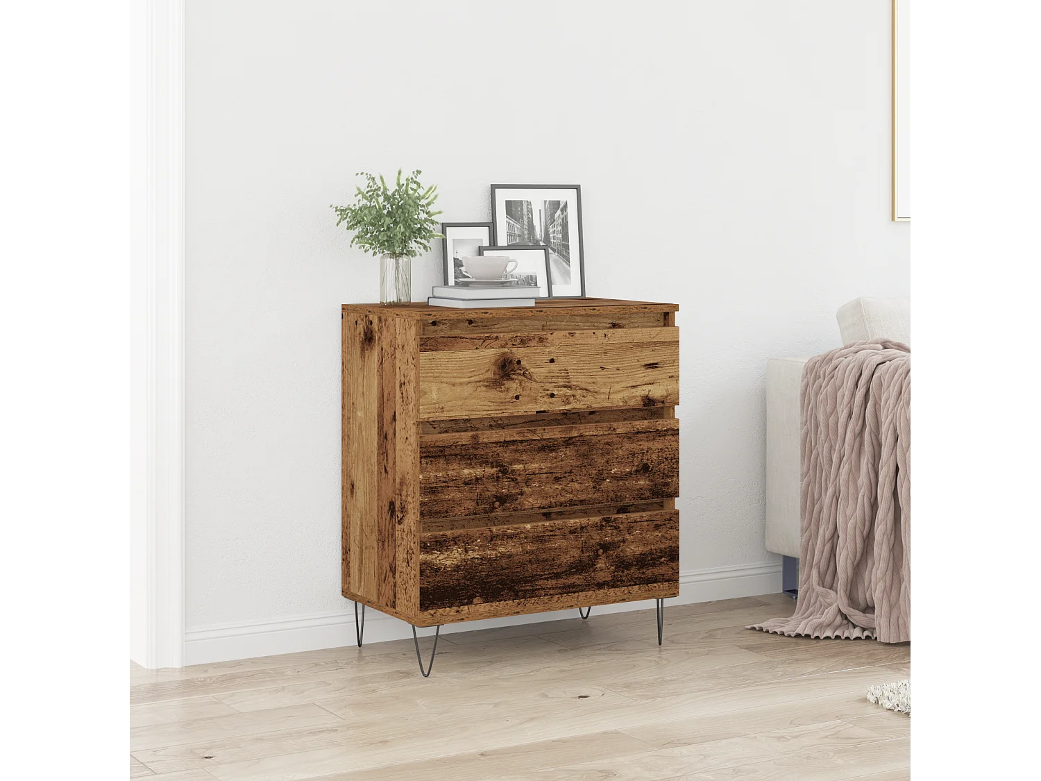 Buffet | Commode à tiroir | Meuble de rangement avec tiroirs en bois ancien 60x35x70 cm en bois d'ingénierie