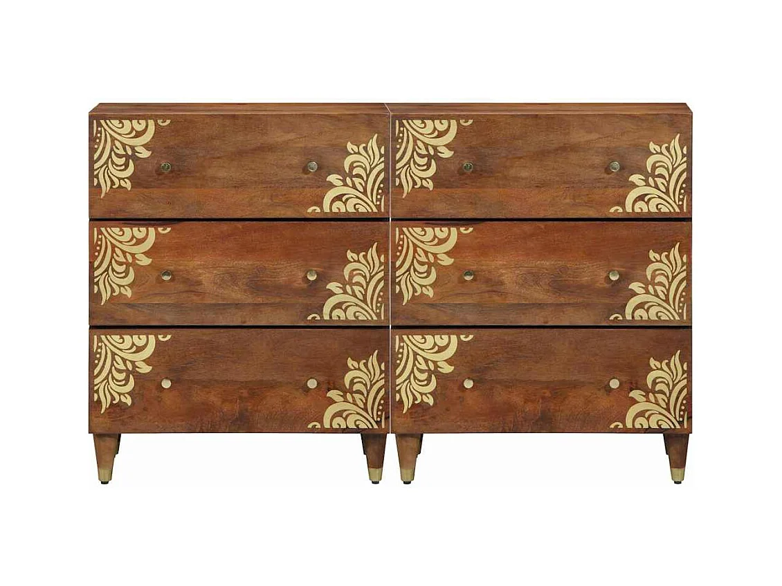 Buffets | Bahuts | Meuble de rangement 2 pcs Miel 60x33.5x75 cm Bois massif de mangue