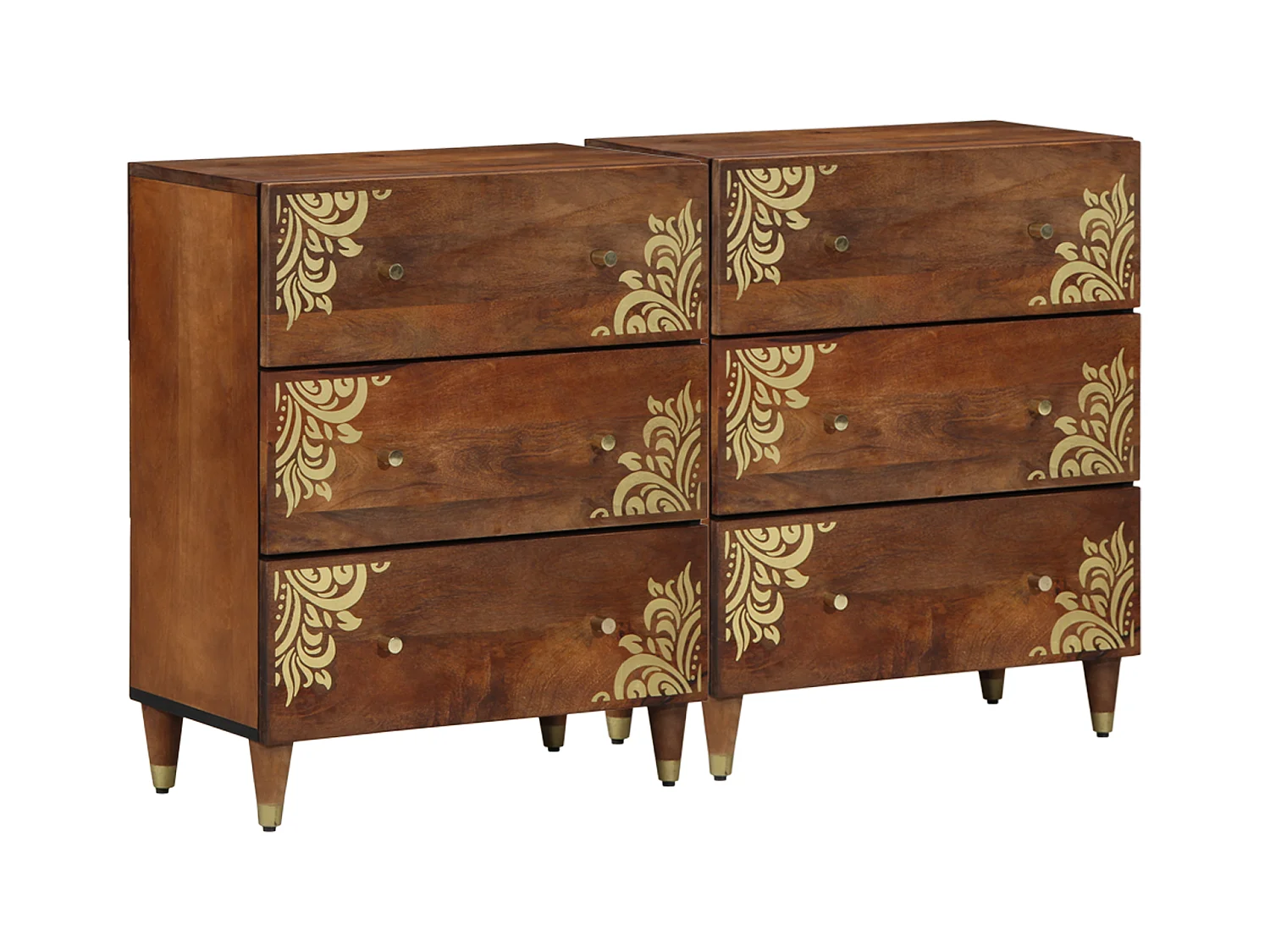 Credenze | Buffet | Armadi 2 pz Marrone Miele 60x33.5x75 cm Legno massello di mango
